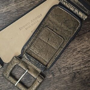 STREETS AHEAD Women's Gold Copper Metallic Belt Sz S Elastic Wide